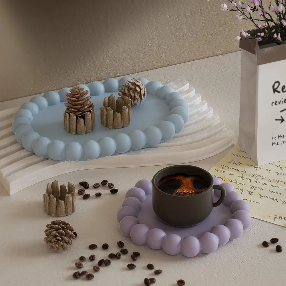 coasters silicone violet rose bleu clair relief moderne élégants bijoux décoration intérieure