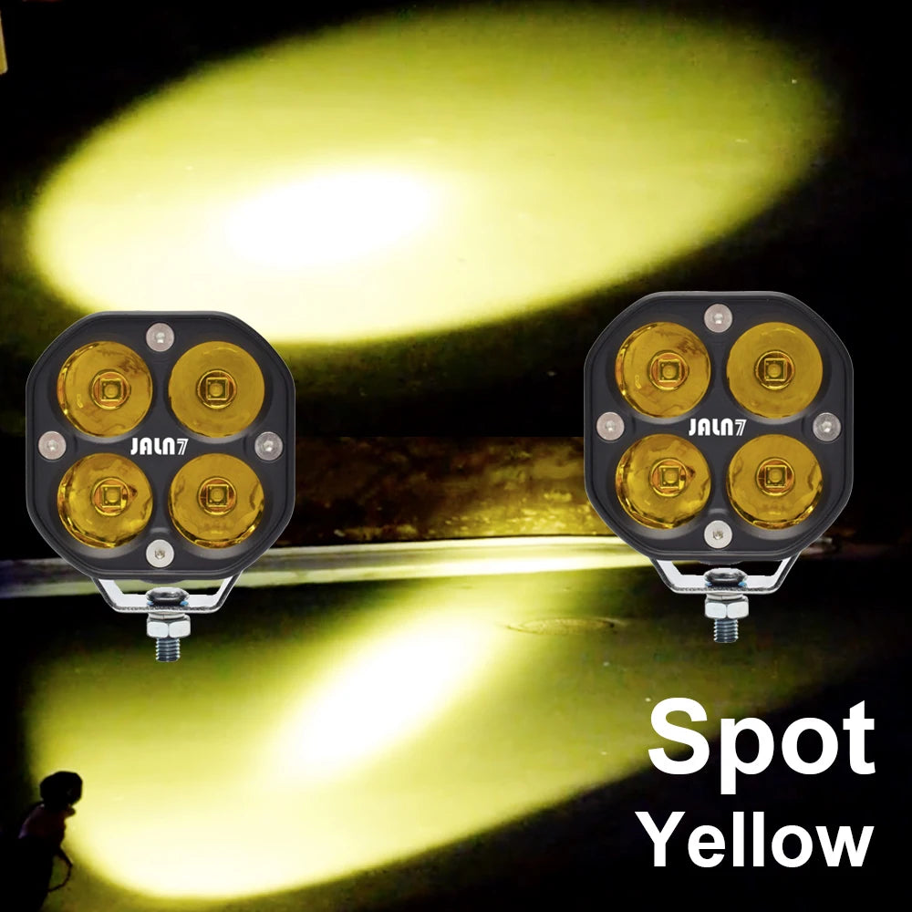 feux travail led jaune blanc noir moderne robuste 40w ip68 cable vis fixation