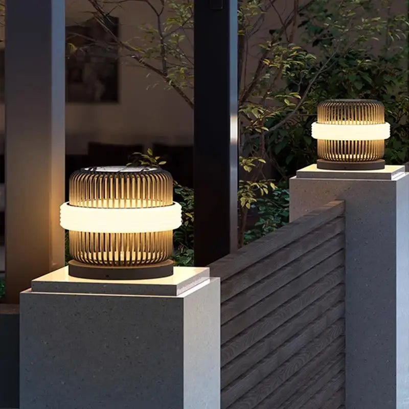lampe solaire dorée moderne rayures horizontales flux lumineux 249 2000 imperméable base inclusive
