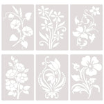 stencils floraux réutilisables 14.8x21cm blanc marron violet jaune scrapbooking artisanat decoration interieur