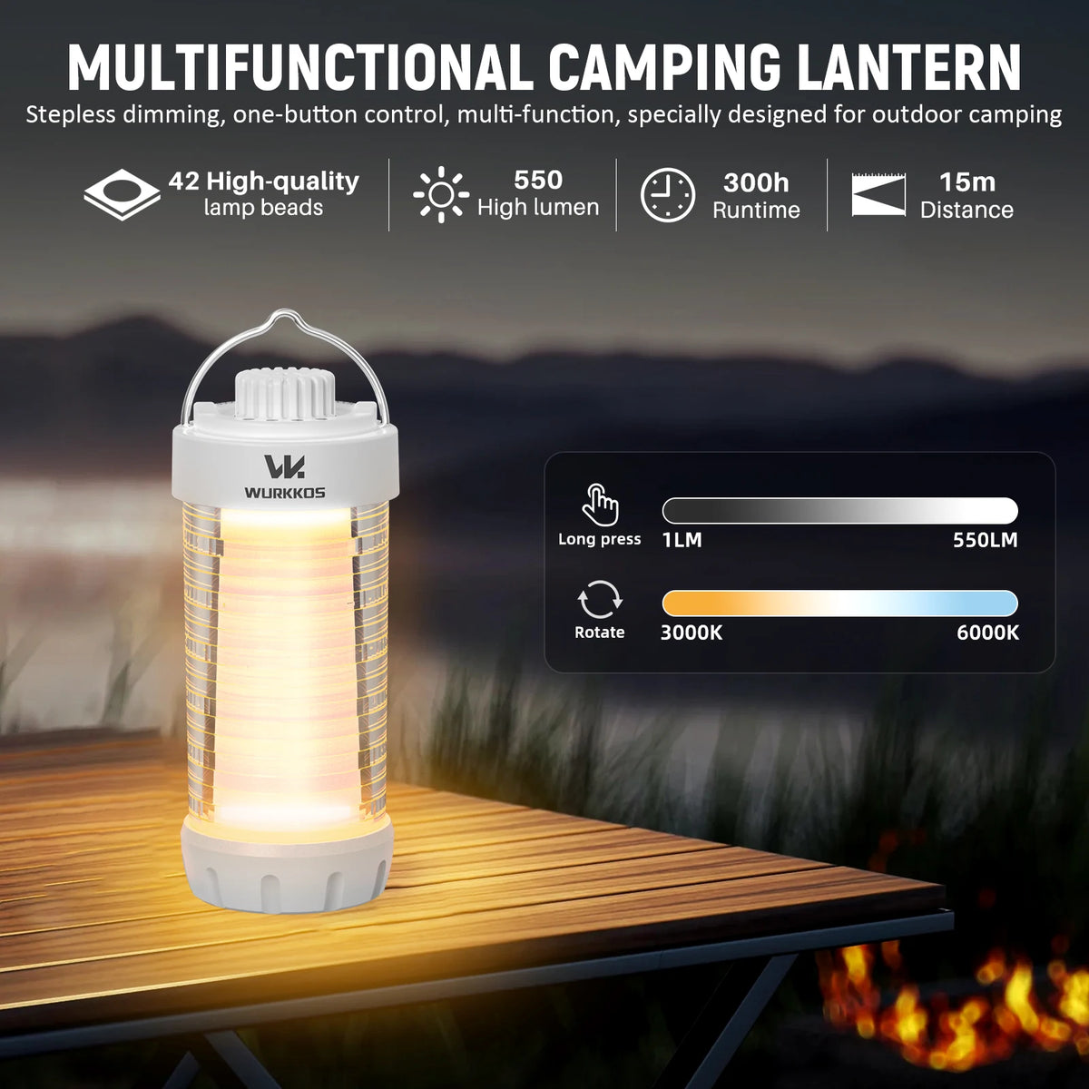 lampe camping rechargeable ip66 10w led aimantée rayures moderne