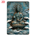 statue bouddha aluminium relief sculpté gris brun beige décoration murale intérieur extérieur (Seulement 14