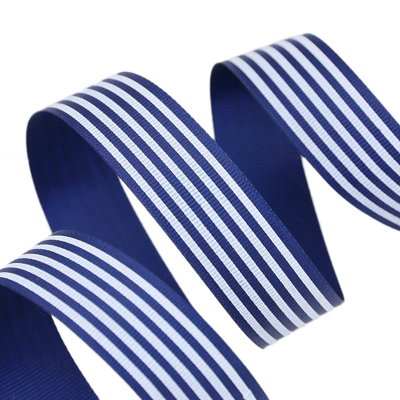 ruban gros grain rayures bleu marine blanc moderne décoration cadeau 1820cm polyester fixé