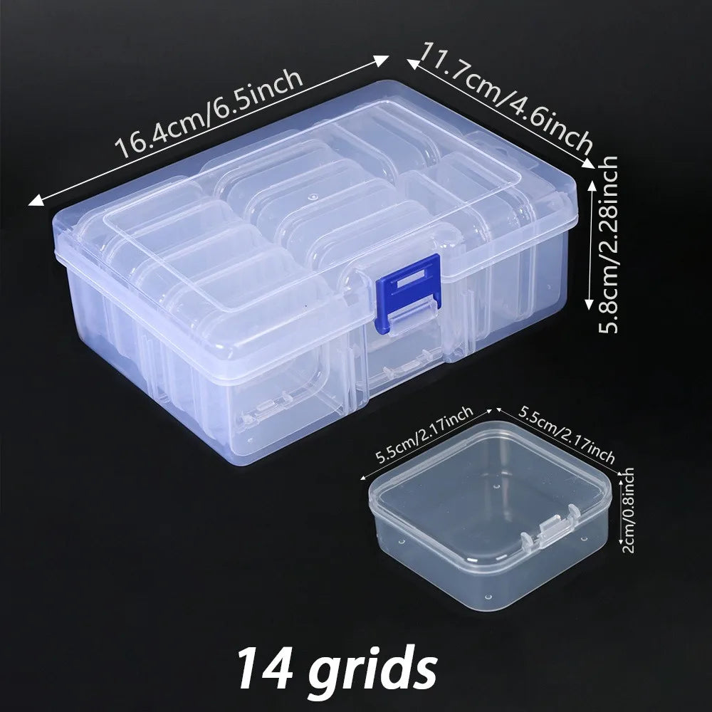 boîtes rangement transparentes organisation moderne 28 grilles plastique respectueux environnement poignées bleues