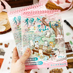 sticker book floral illustration chat paysage anti stress diy enfants activités mignon vintage