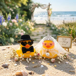 canards caoutchouc mariage chapeau haut forme voile lunettes décoration festive argenté rose