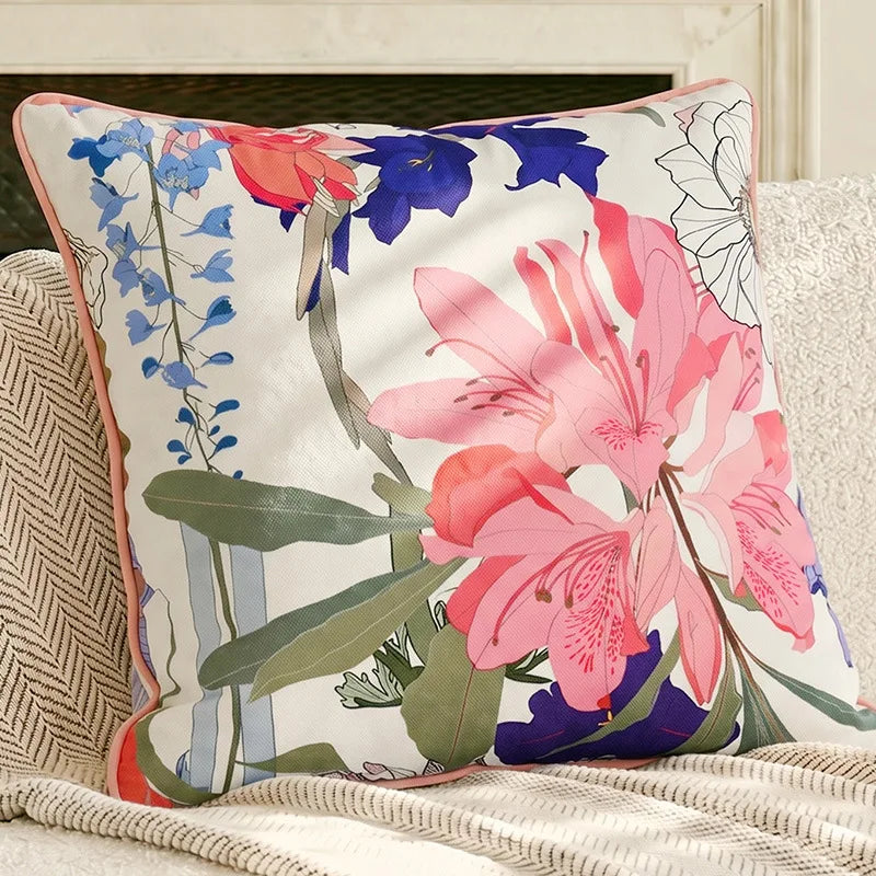 housse coussin fleurs jaunes polyester nordic moderne décoration canapé maison voiture 45x45cm 30x50cm