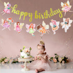 ensembles guirlandes fête multicolores fées fleurs lettres Happy Birthday motifs floraux occasion anniversaire enfants