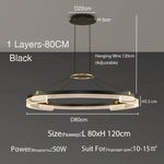 suspension lumineuse moderne noir doré ampoules led blanc translucide structure circulaire bandes translucides minimaliste