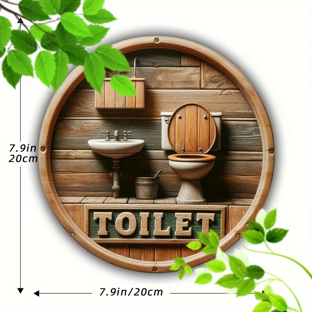 décoration murale vintage plaque bois toilettes rustique blanc vert pastorale