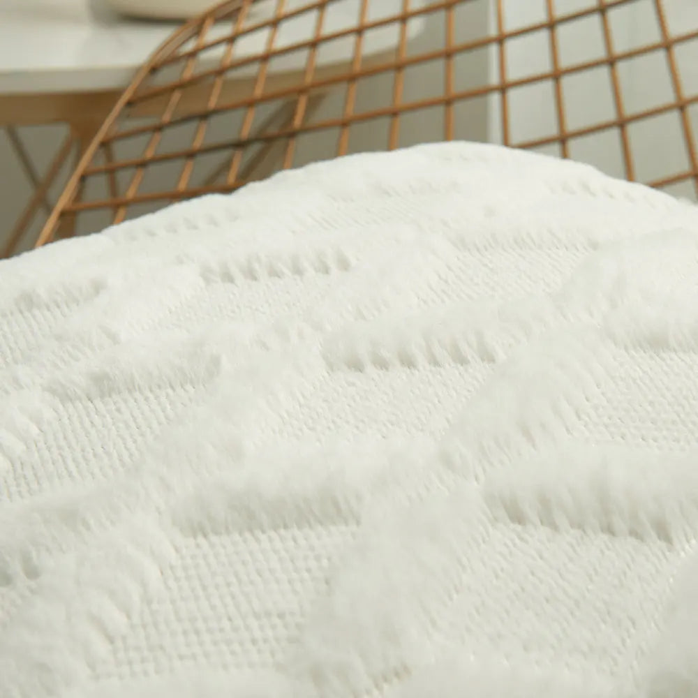 housse coussin décorative peluche géométrique moderne 30x50cm roseclair blancbeige grisclair