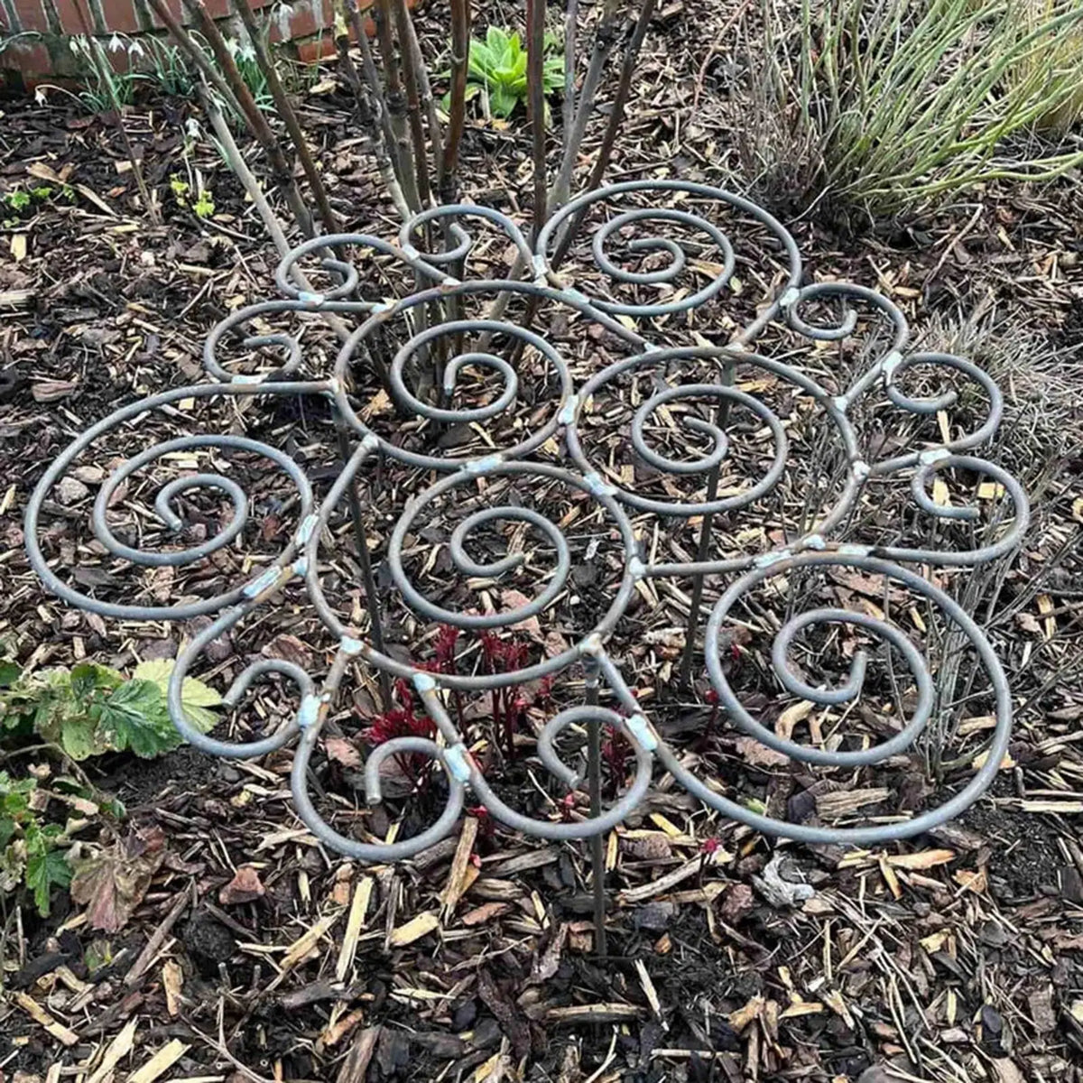 support plante métal résistant intempéries spirales gris vert jardin patioextérieur