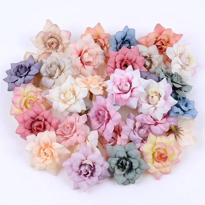 fleurs artificielles roses pâles bleu clair violet blanc classiques mariage anniversaire scrapbooking diy bricolage