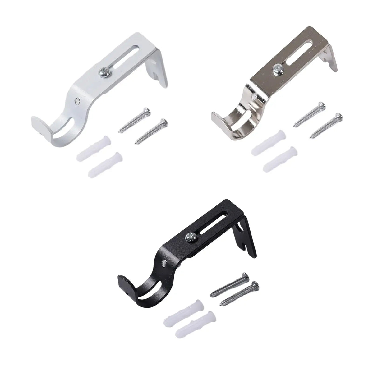 Support rideau fenêtre moderne vis réglable noir argent quincaillerie decoration fixations
