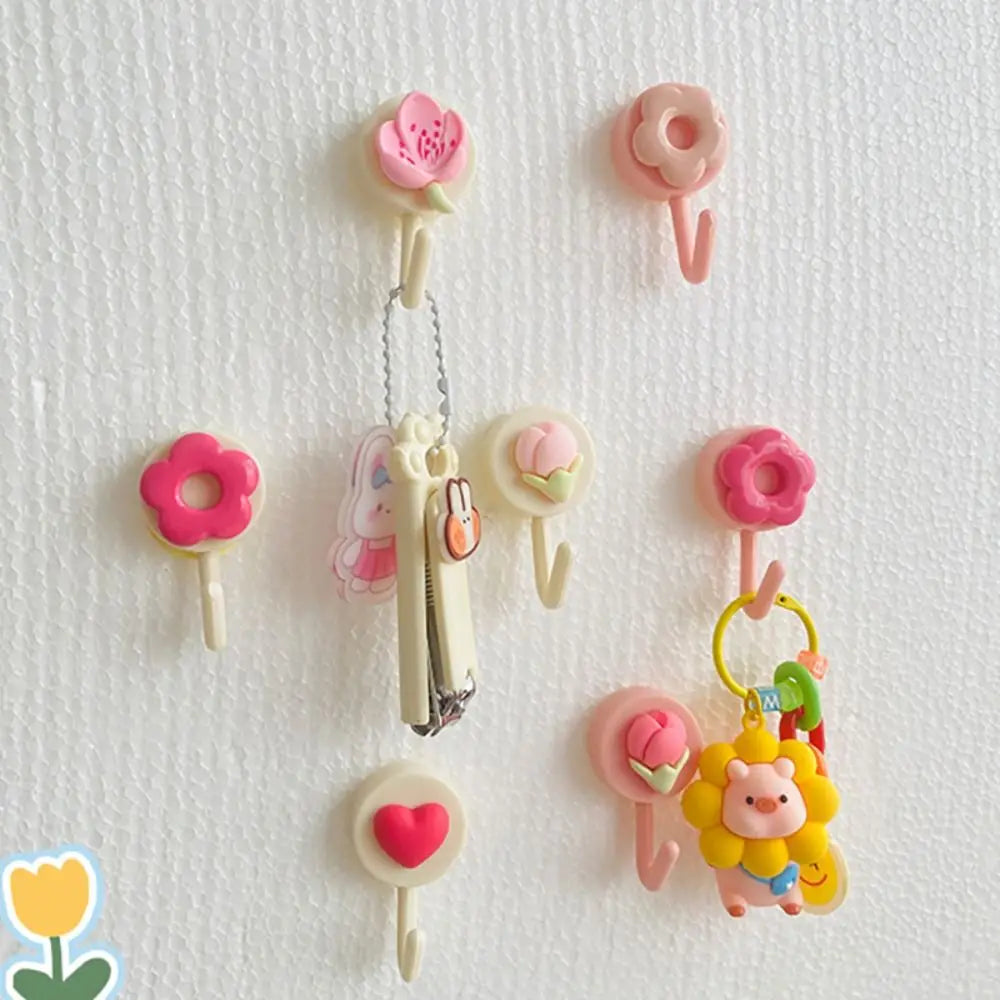 porte clés fleurs coeurs donuts rose blanc créatif mignon auto adhésif multifonctionnels