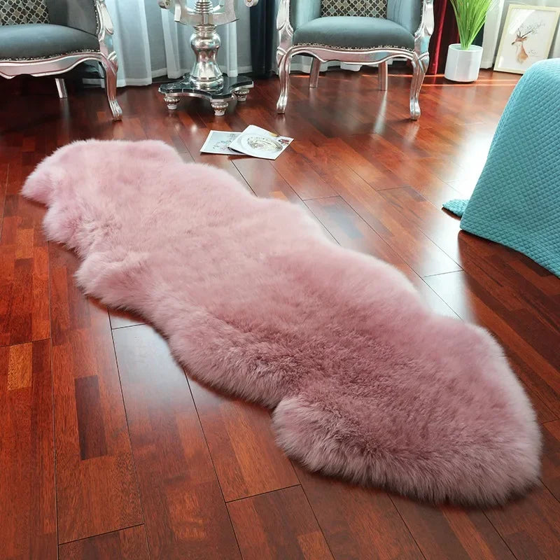 tapis imitation peau mouton fourrure blanche moelleuse salon chambre moderne décoratif grand