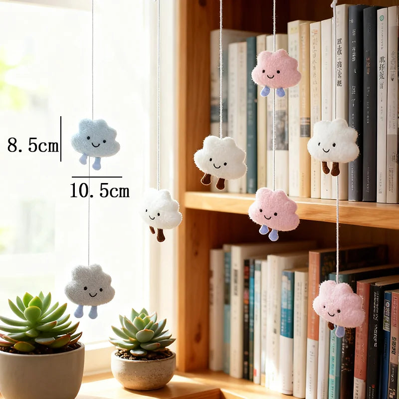 rideau suspendu decoration nuages personnages doux bleu blanc rose enfant féminin aspect laineux opacité