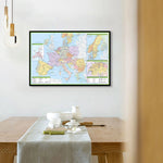 carte europe détaillée classique couleurs vives cadre doré noirintérieur décoration géographique éducative