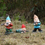 statuette lutin humoristique résine verte bleue rouge ornement extérieur jardin maison cadeaux