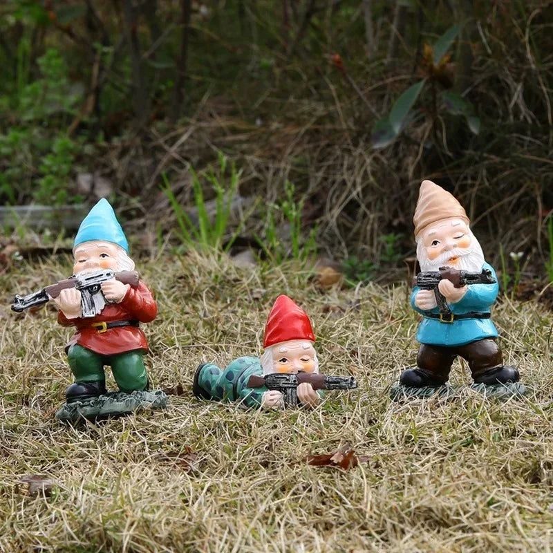 statuette lutin humoristique résine verte bleue rouge ornement extérieur jardin maison cadeaux