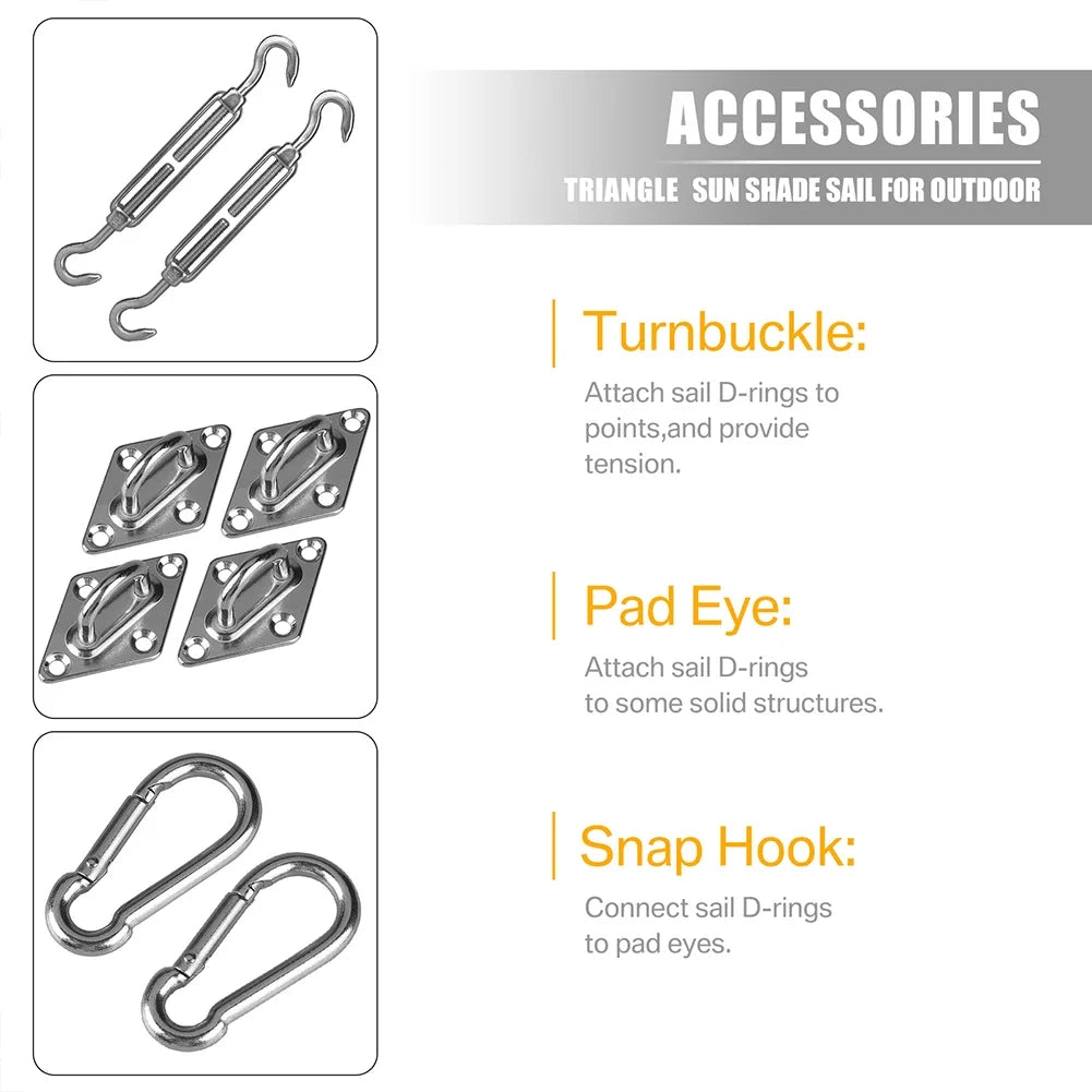 kit fixation voiles argenté 15m câble tourbuckles snap hooks outil jardin industriel