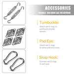 kit fixation voiles argenté 15m câble tourbuckles snap hooks outil jardin industriel