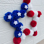 décoration murale rouge blanche bleue étoile coeur pompons halloween saint valentin anniversaire mariage festive