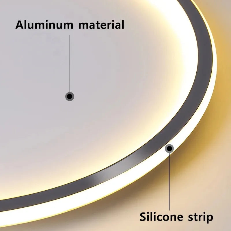lampe led moderne mince circulaire noir dimmable télécommande plafonnier salon chambre balcon