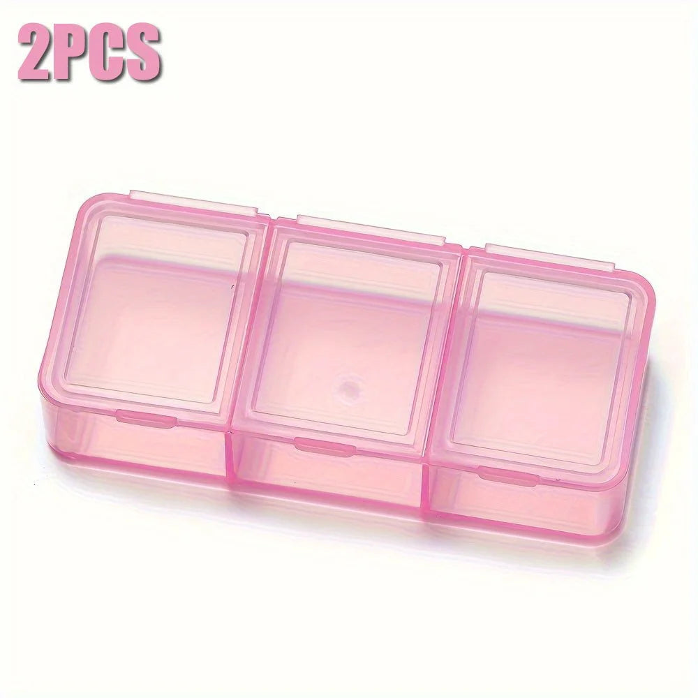 boîte bijoux transparente bleue rose pratique compartiments motifs floraux clips