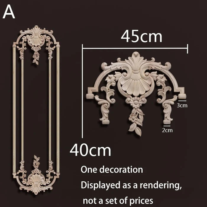 ornement mural bois blanc sculpture baroque fleurs motif classique décoration maison ancien décor