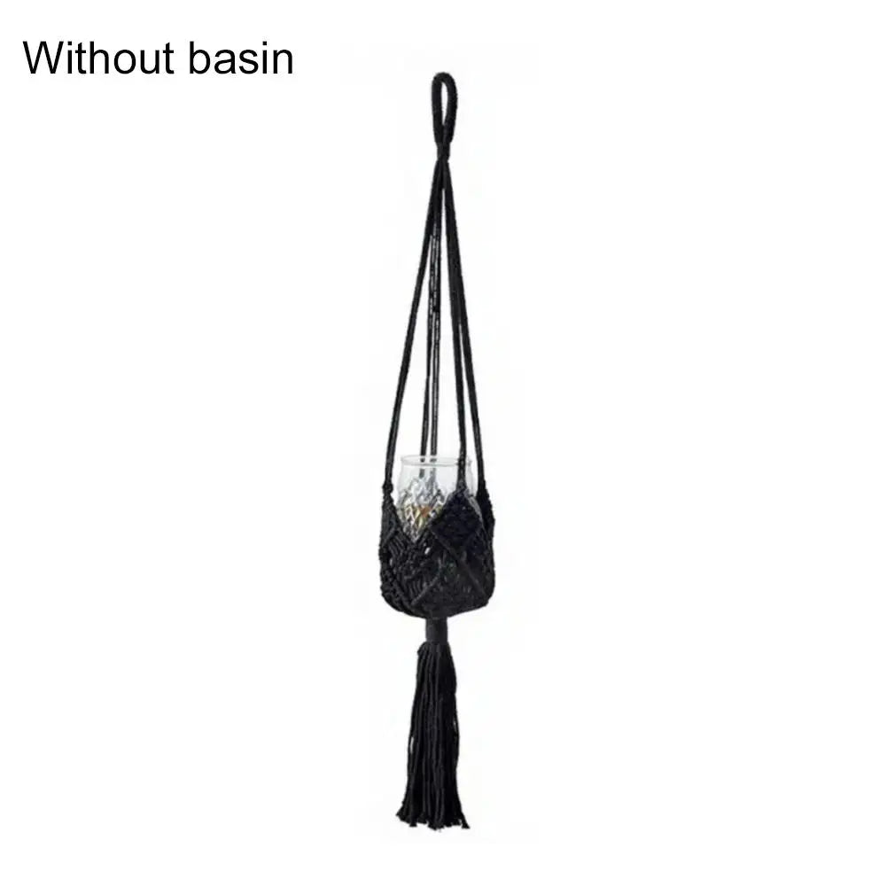 sac suspendu macramé boho hooks plante tissé beige marronclair gris artisanal