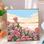tableau peindre numéros fleurs paysage moderne peinture acrylique décoration intérieure papier support bois pinceaux