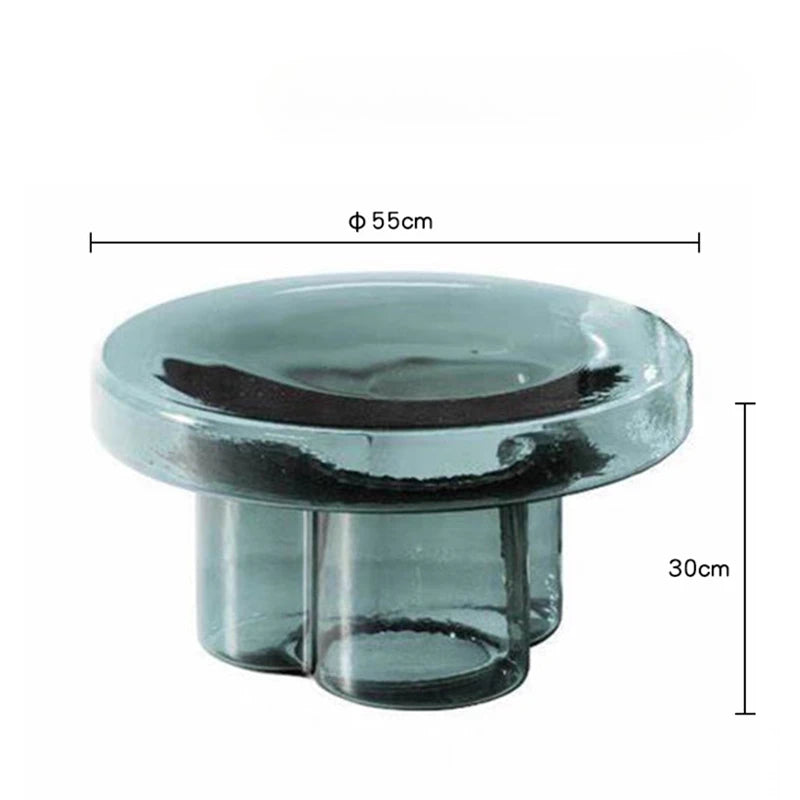 tables basses modernes verre texturé transparent sculptural maison deco orangerousse grisvert