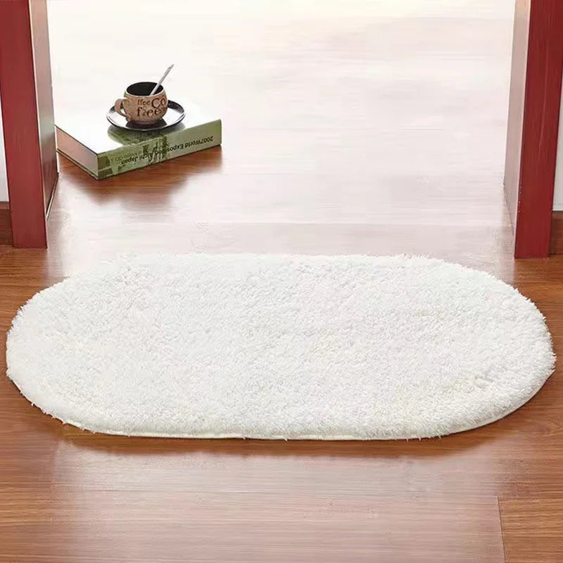 tapis doux décoration intérieure moderne gris beige salle bain antidérapant poils suède