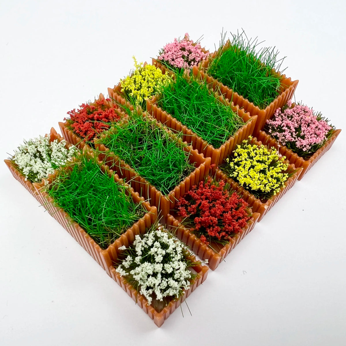 miniature jardin fleurs artificielles potées orange vert blanc rose rouge réalisteextérieur diorama accessoire