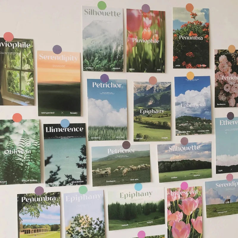 cartes postales paysages naturels animaux fleurs minimaliste clips décoration murale maison chambre vert bleu