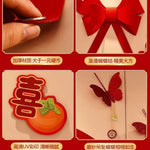 décoration mariage fleurs 3d noeud papillon symbole double bonheur happy wedding adhésif traditionnel asiatique