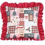 housse coussin patchwork noël blanc guirlande cloches branches baies étoiles décor maison festive 45x45cm