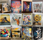 peinture personnalisée numéros cheveux ondulés chemise blanche collection artiste différents opaques toiles variées