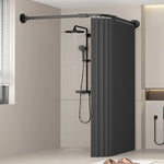 rideau douche texturé barre acier inoxydable tissu opaque moderne minimaliste douchette mélangeur thermocouple