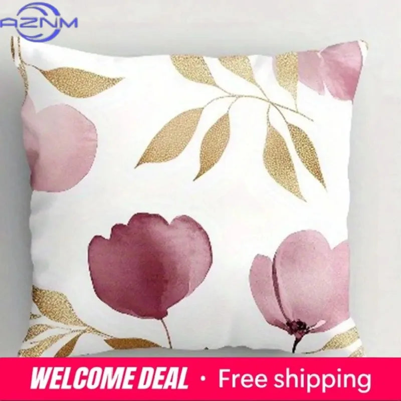 housse coussin fleurs roses moderne polyester respectueux environnement 40x40cm 60x60cm chambre salon