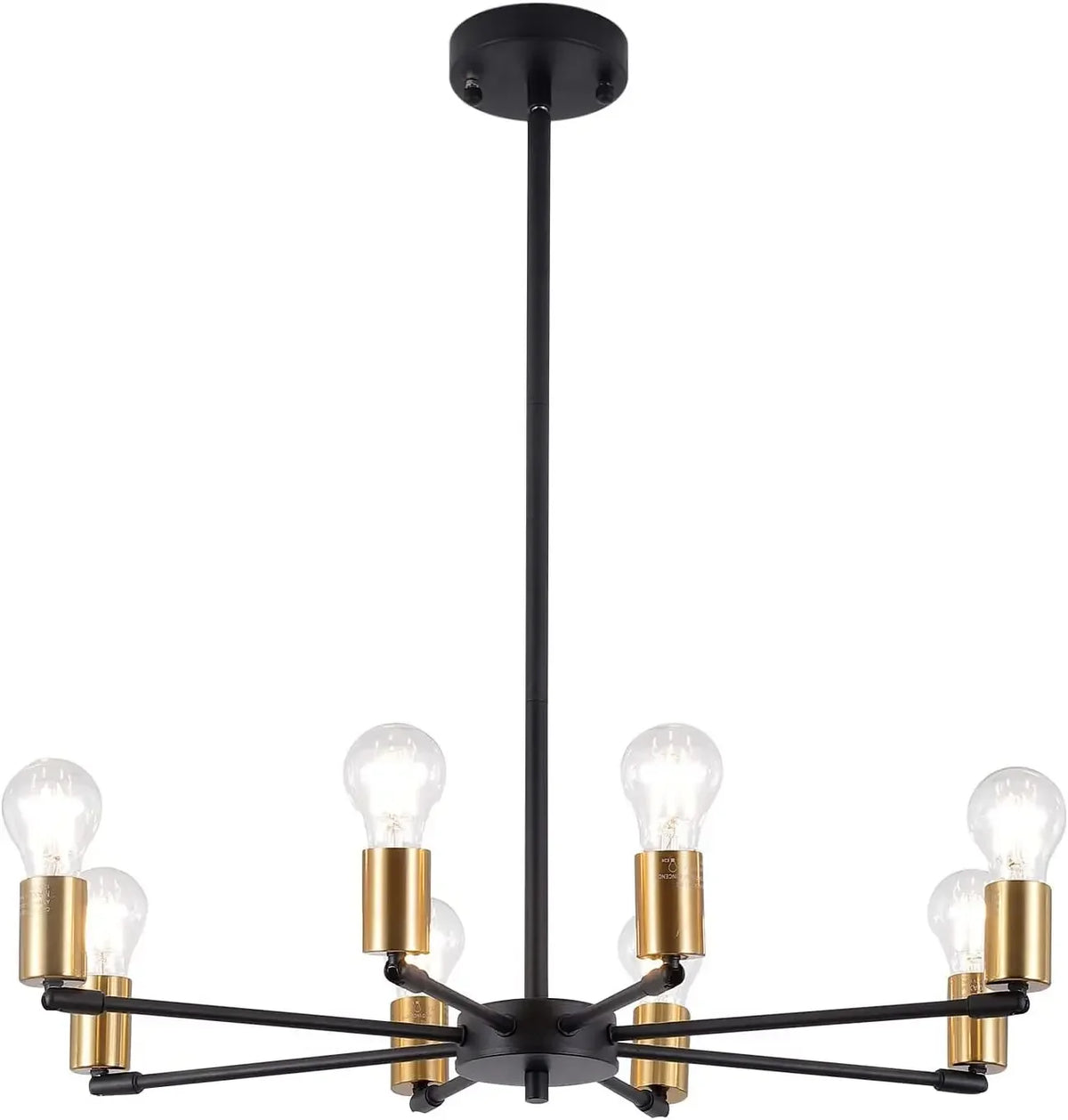 chandelier industriel moderne or noir ampoules e26 verre transparent