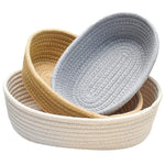 boîtes rangement coton tressé ovales multi usages modernes 23x13x7cm 26x16x8cm 30x17x9cm beige gris blanc