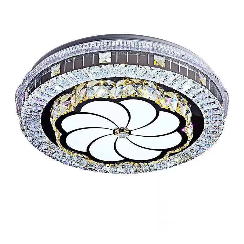plafonnier moderne led noir blanc cristal fleurs cercles concentriques strass chambre salon