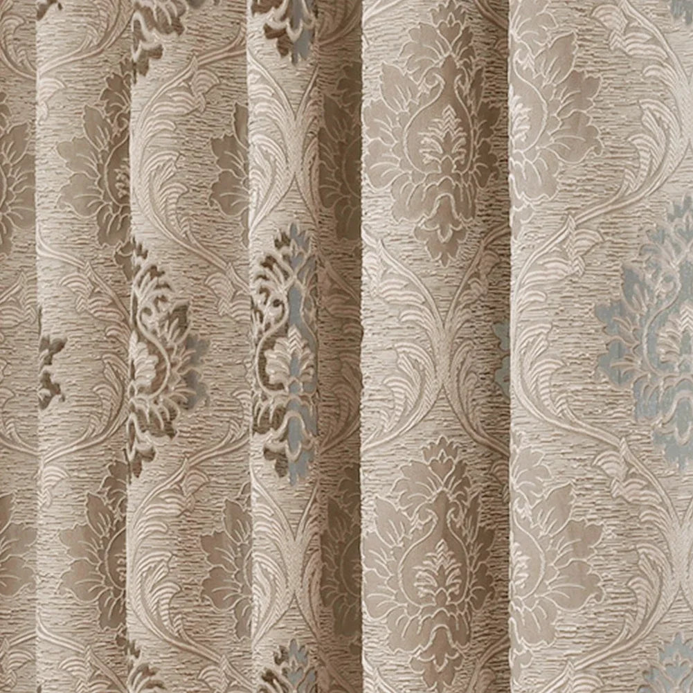 rideaux floral beiges gris clair classique semi opaques ruban décoratifextérieur fleur polyester Jacquard