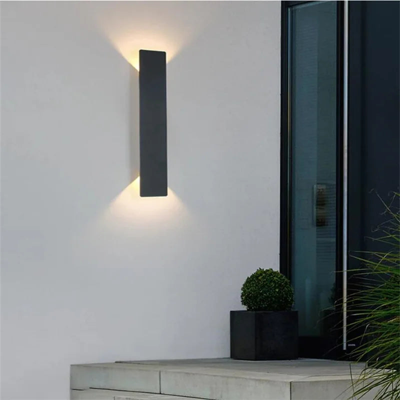 applique murale led moderne noire étanche 18w up down aluminium