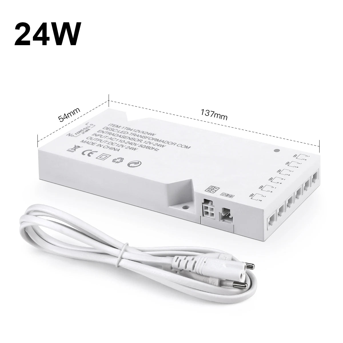 transformateur alimentation led 12v 110v 250v ac blanc moderne câble eu indicateur bleu connecteurs