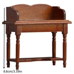 table toilette miniature 1/12 bois marron clair classique horloge livre cactus arrosoir
