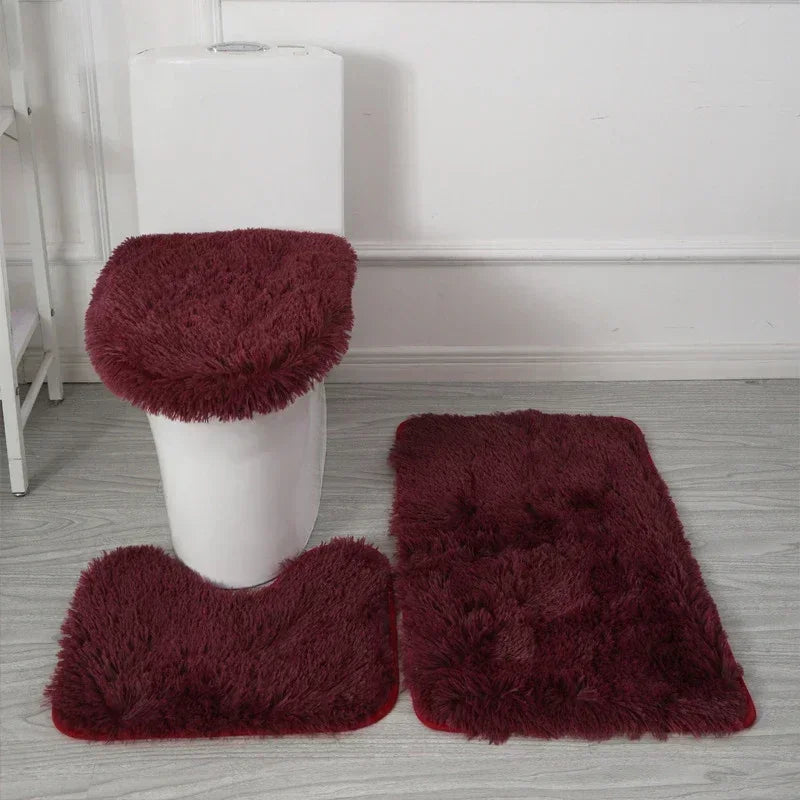 ensemble tapis salle bain pièces beige clair peluche douce antidérapant moderne absorbant