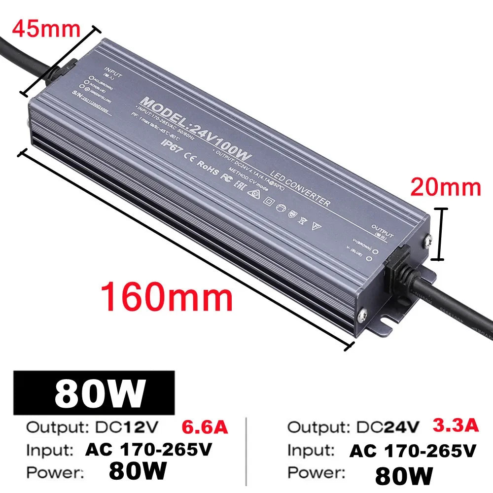 driver led étanche gris métallisé alimentation secteur 12v 24v éclairage extérieur